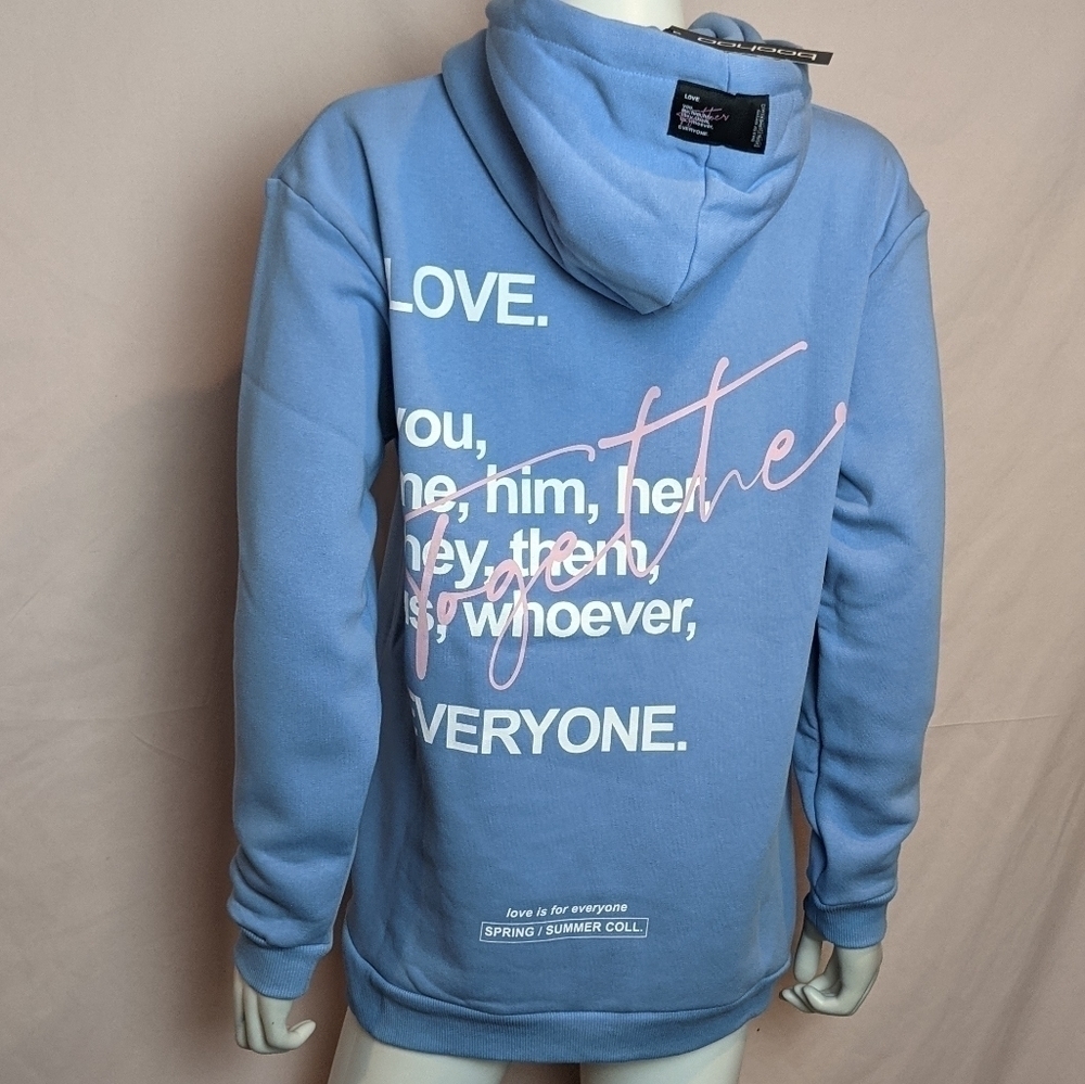 Boohoo Blue Pride Together Graffiti Hoodie size XS